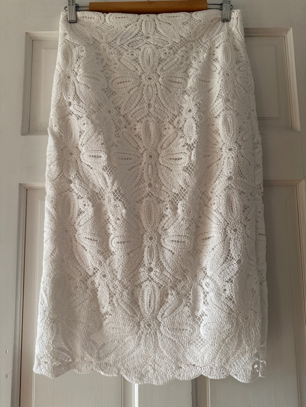 Talbots White Crochet Lace Pencil Skirt